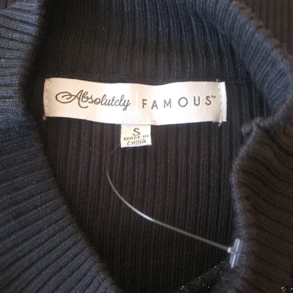 Absolutely Famous women's size S black and silver metallic long sleeve blouse - Picture 13 of 15